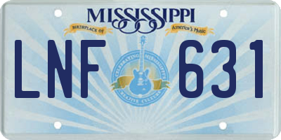 MS license plate LNF631