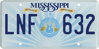 MS license plate LNF632
