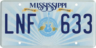 MS license plate LNF633