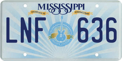 MS license plate LNF636