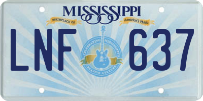MS license plate LNF637