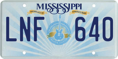 MS license plate LNF640
