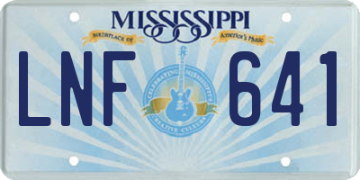 MS license plate LNF641