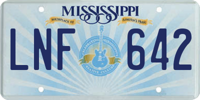 MS license plate LNF642