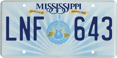 MS license plate LNF643