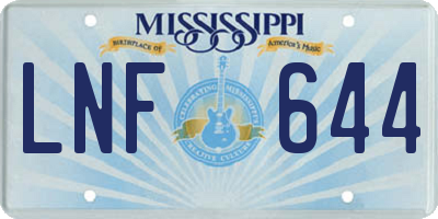 MS license plate LNF644