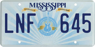 MS license plate LNF645