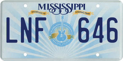 MS license plate LNF646