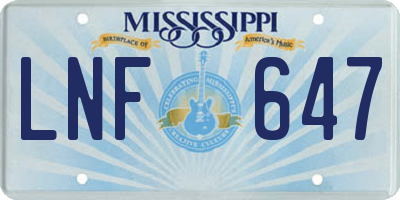 MS license plate LNF647