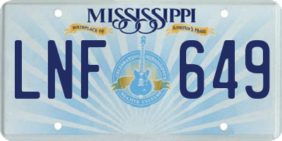 MS license plate LNF649