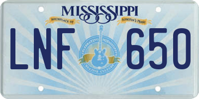 MS license plate LNF650