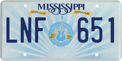 MS license plate LNF651