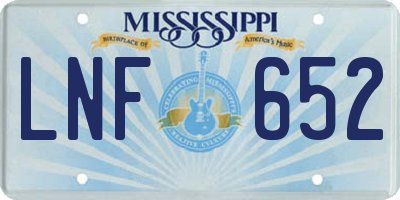 MS license plate LNF652
