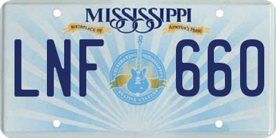 MS license plate LNF660