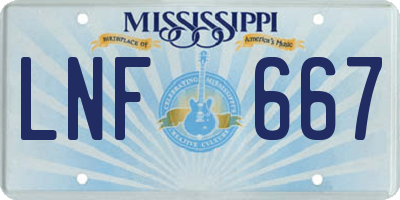 MS license plate LNF667