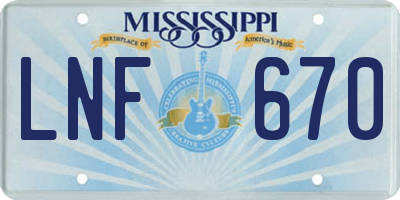 MS license plate LNF670