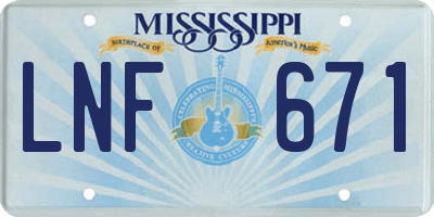MS license plate LNF671