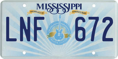 MS license plate LNF672