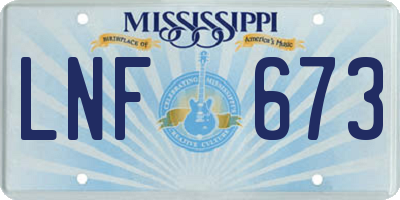 MS license plate LNF673