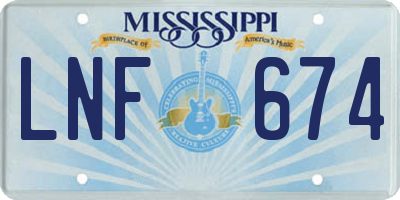 MS license plate LNF674