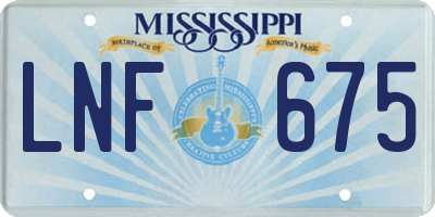 MS license plate LNF675