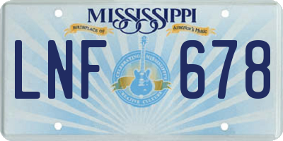 MS license plate LNF678