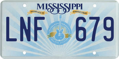 MS license plate LNF679