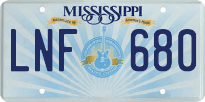 MS license plate LNF680