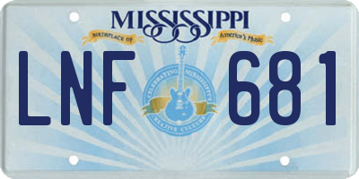 MS license plate LNF681