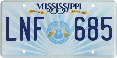 MS license plate LNF685