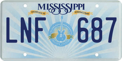 MS license plate LNF687
