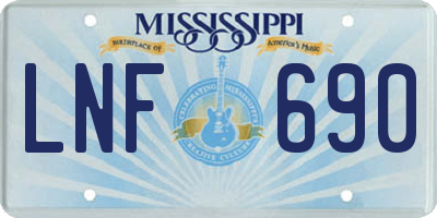 MS license plate LNF690