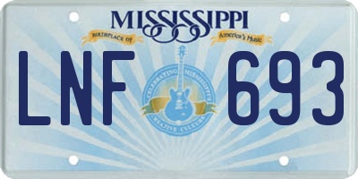 MS license plate LNF693