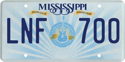 MS license plate LNF700