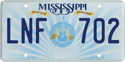 MS license plate LNF702