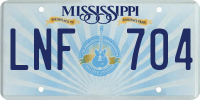 MS license plate LNF704