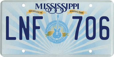 MS license plate LNF706