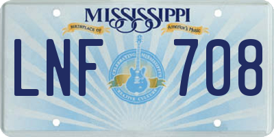 MS license plate LNF708