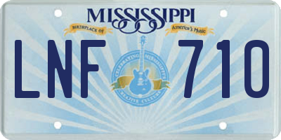MS license plate LNF710