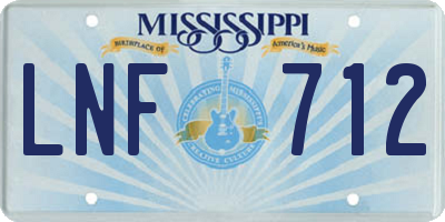 MS license plate LNF712
