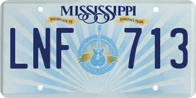 MS license plate LNF713