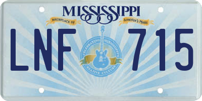 MS license plate LNF715