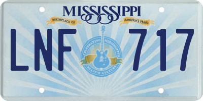 MS license plate LNF717