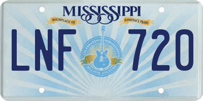 MS license plate LNF720