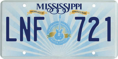 MS license plate LNF721