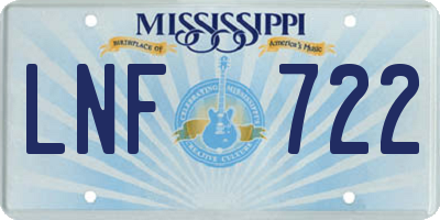 MS license plate LNF722