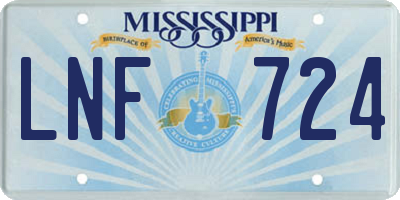 MS license plate LNF724