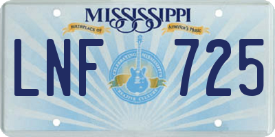 MS license plate LNF725