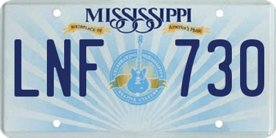 MS license plate LNF730