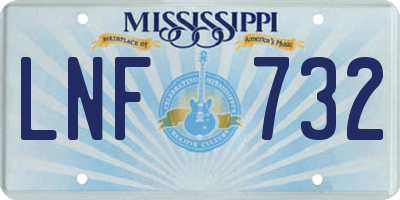 MS license plate LNF732